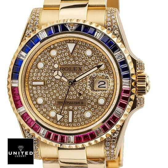 Rolex GMT Master II 116758 SARU Yellow Gold Diamonds Dial Iced Out 1 Rolex GMT Master II 116758 SARU Yellow Gold Diamonds Dial Iced Out