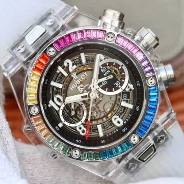 Hublot Rainbow Black 5 Hublot Big Bang Rainbow Bezel Black Dial on the hand