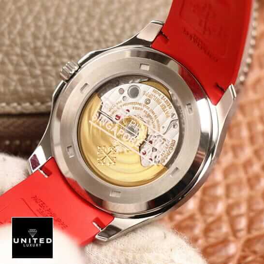 Patek Philippe Red Rubber Bracelet Steel Case  upside view