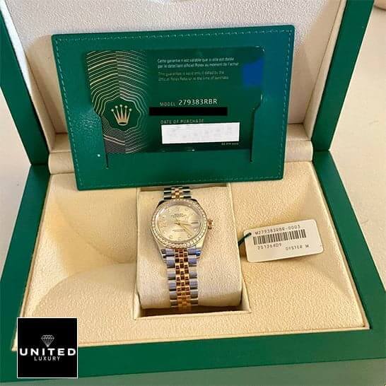 Rolex Datejust 279383RBR-0003  & Guarantee Card in Green Rolex Box