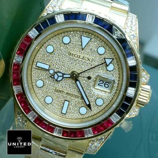Rolex GMT Master II 116758 SARU Yellow Gold Diamonds Dial Iced Out 2 Rolex GMT Master II 116758 SARU Yellow Gold Diamonds Dial Gem-Set