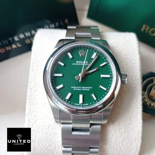 Rolex Oyster Perpetual 277200 Green Dial 1 Rolex Perpetual 31 277200 Green Dial Stick indices & stick dot