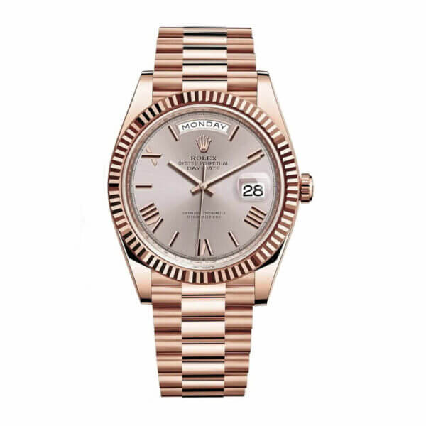 Rolex Day-Date 228235 AR Rose Gold Wrapped Rhodium Dial 