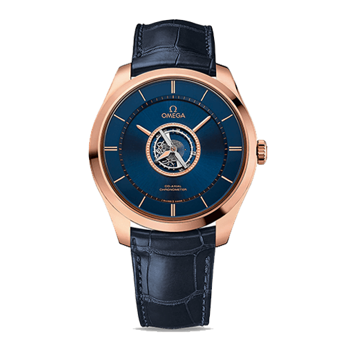 omega-de-ville-tourbillon-blue-dial-rose-gold-watch