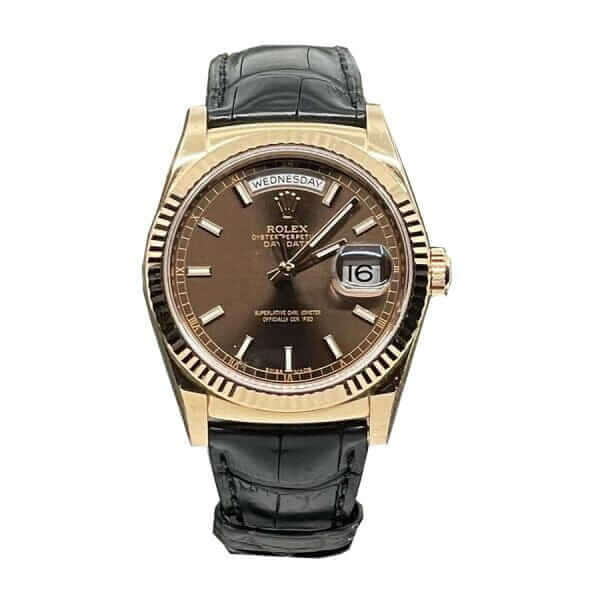Rolex Day-Date Black Leather 