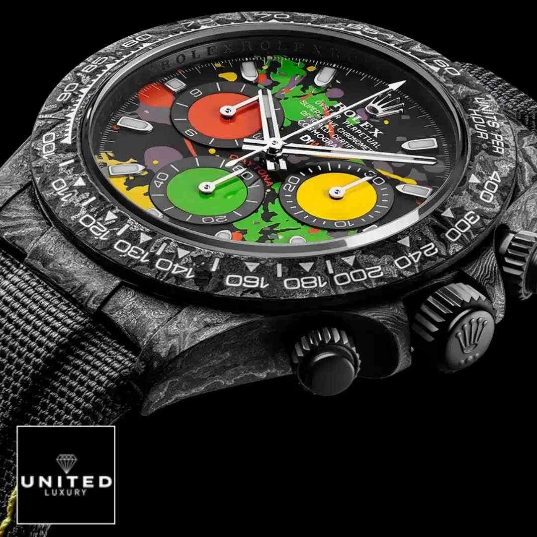 Rolex Daytona Carbon Rainbow Dial Black Button & Crown Pusher 4130cr 