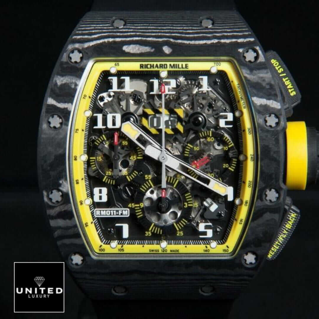 Richard Mille RM11-03 Yellow Storm 5 Richard Mille Black Yellow Dial Carbon front view