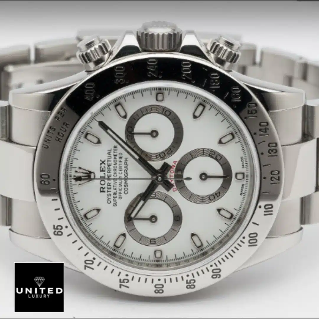 Rolex Daytona White Dial 116520 S.Steel Bezel & Oyster Bracelet  on the table