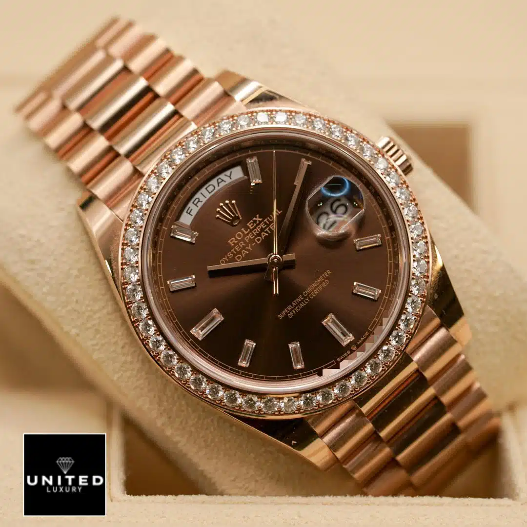 Rolex Day-Date 228345RBR Chocolate Dial Diamond Bezel 3 Rolex Day-Date 40 Chocolate Dial Diamond Bezel 228345RBR