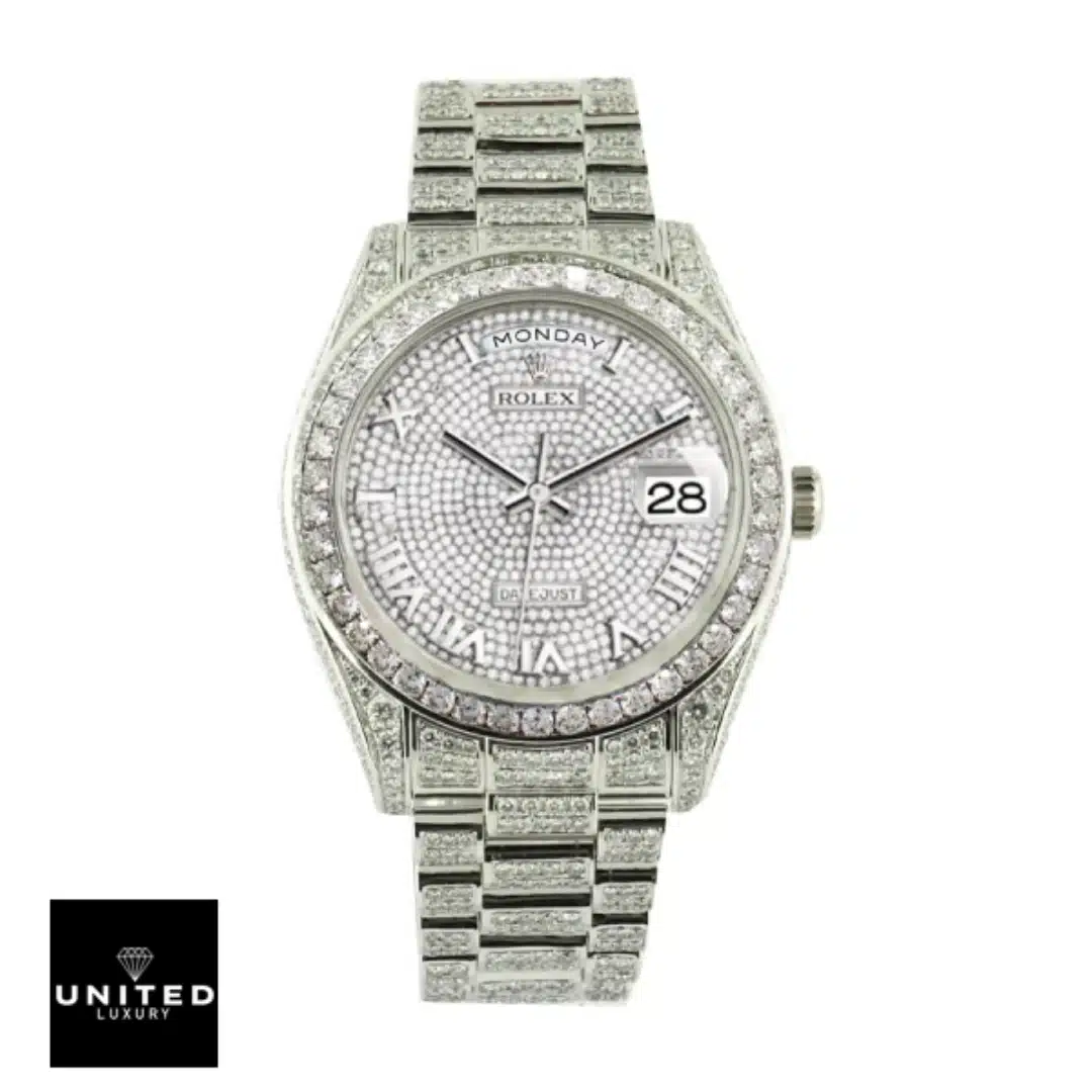 Rolex : Datejust Iced Out Roman  with white background
