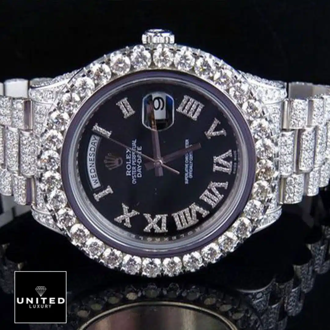 Rolex Day-Date 218239 Fully Iced Out 2 Rolex Day-Date II White Gold Gem-Set Bezel 218239