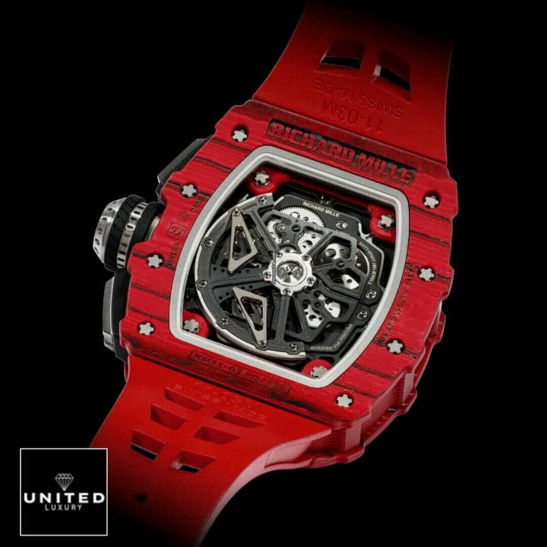 Richard Mille RM11 03 Red Bracelet Case  upside view black background