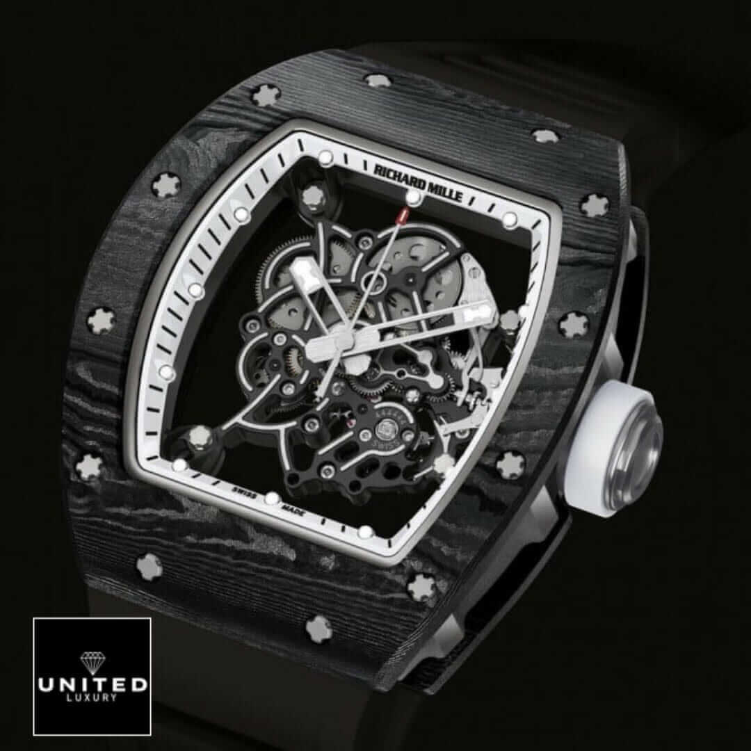 Richard Mille White Dial Black Bezel  black background
