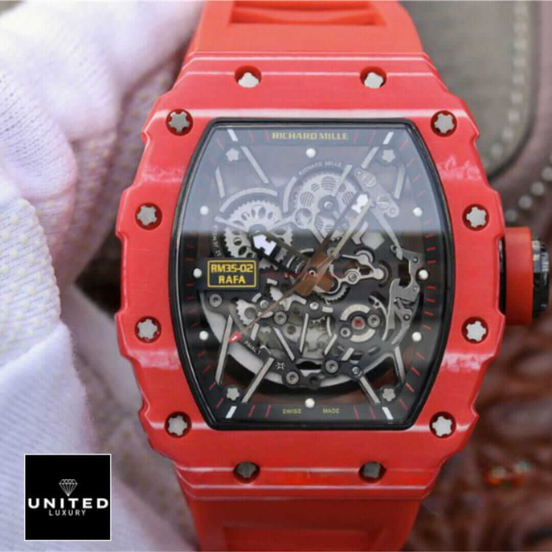 Richard Milee RM35-02 RAFA Red Bracelet Black Dial  on the hand
