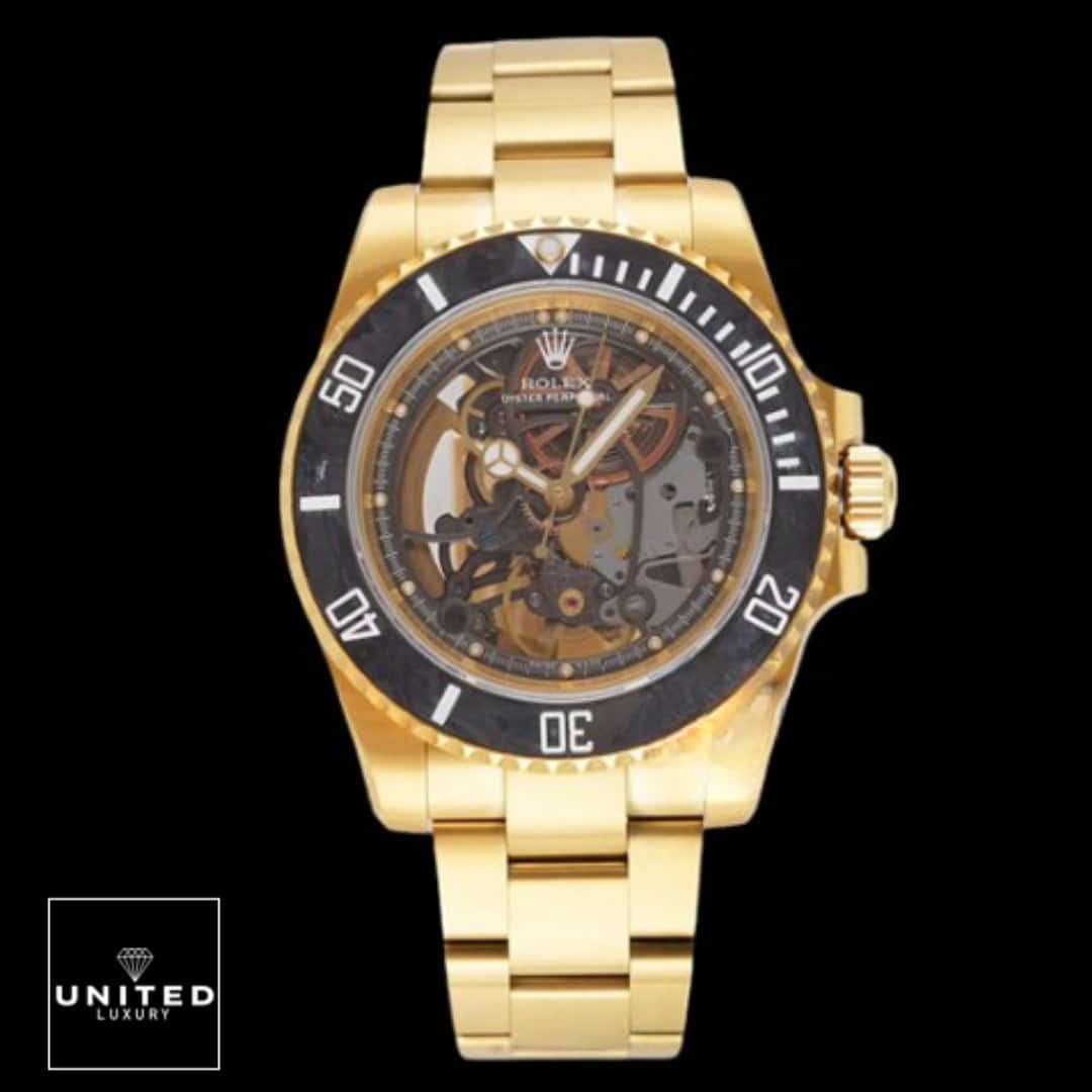 Rolex Tourbillion Gold Black Bezel  black background