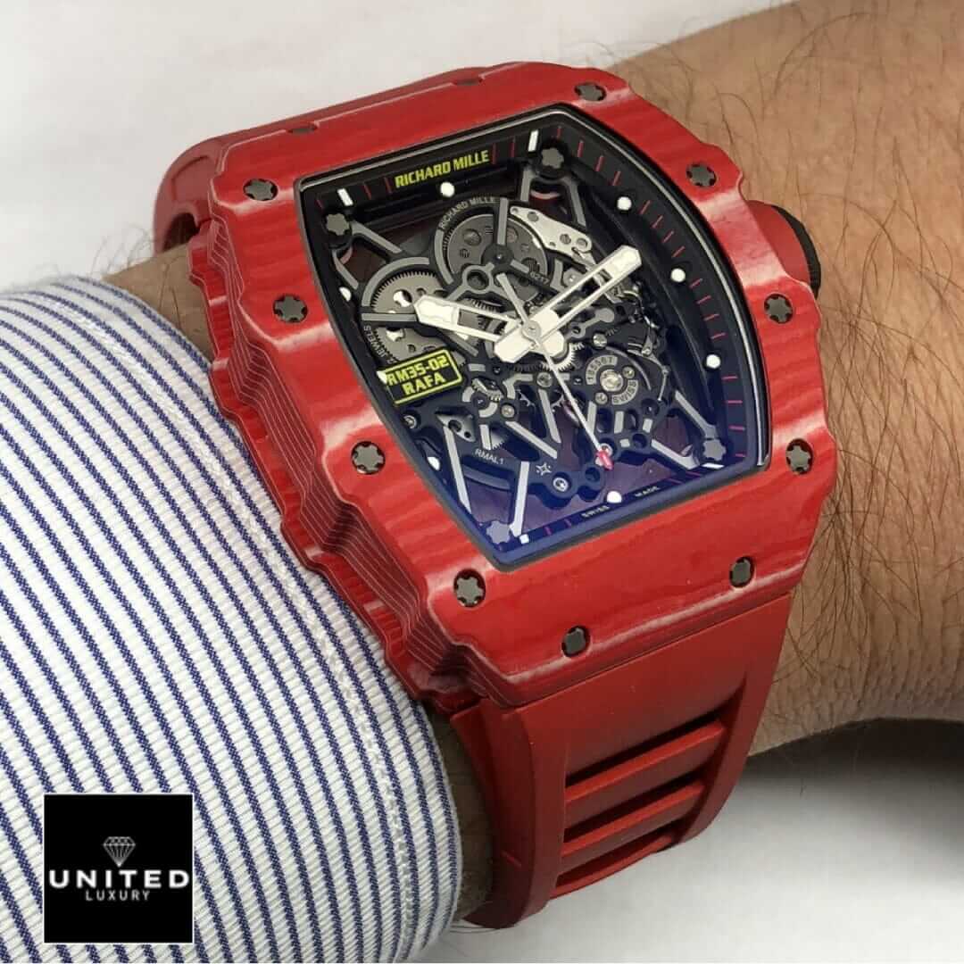 Richard Mille RM35-02 Red Rubber Bracelet  on the wrist