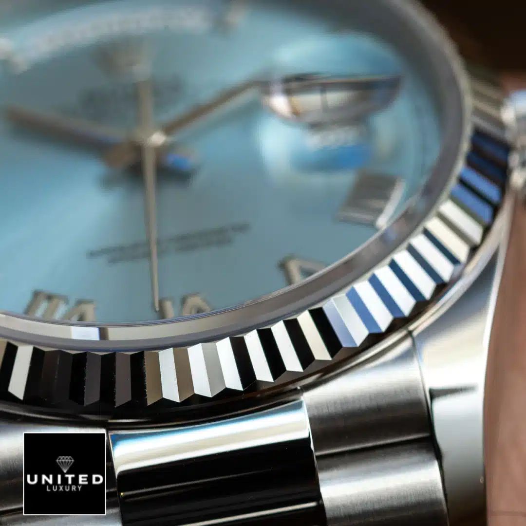 Rolex Day Date Perpetual 228236  Stainless Steel Fluted bezel