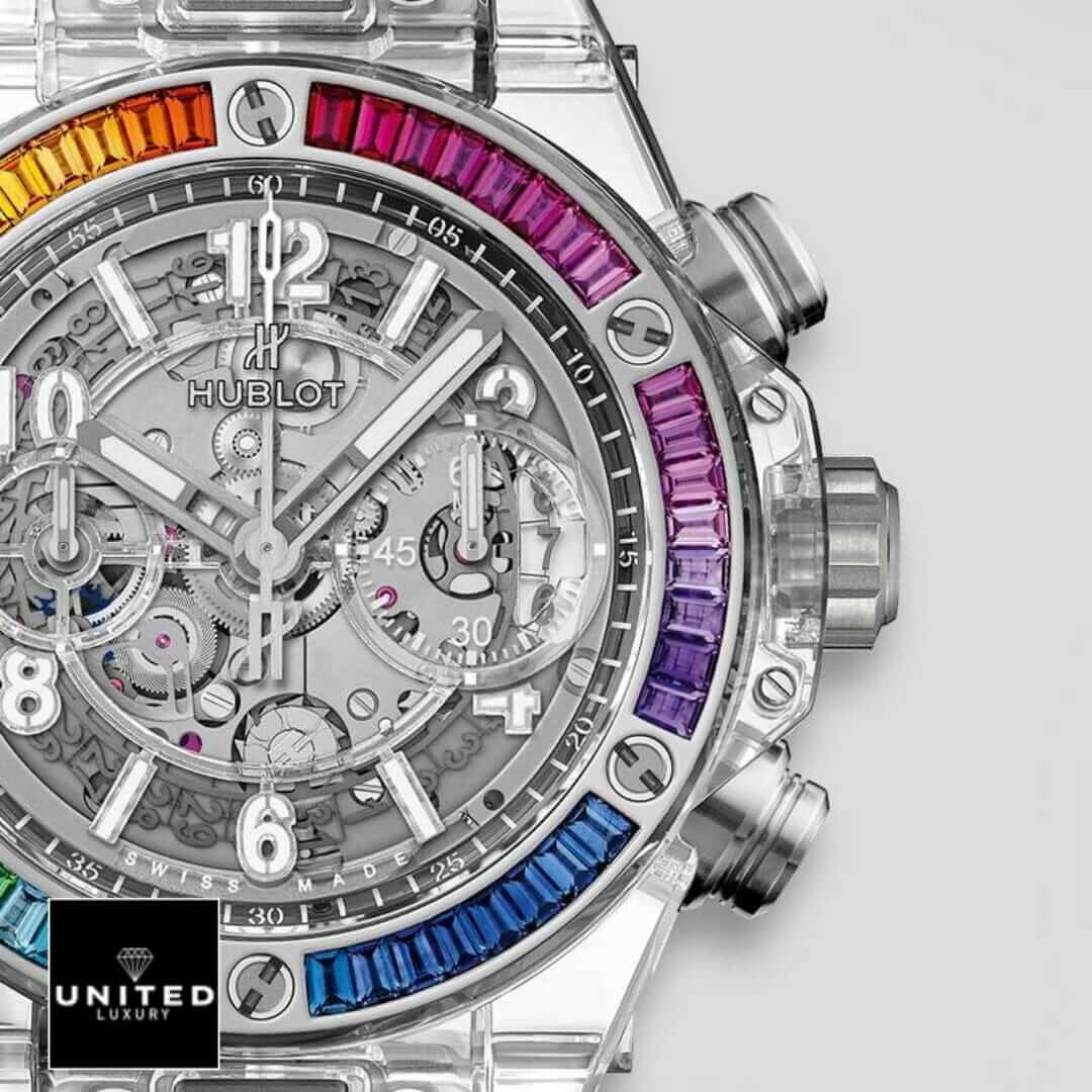 Hublot Rainbow Watch 2 Hublot Big Bang Rainbow Bezel White Dial white background