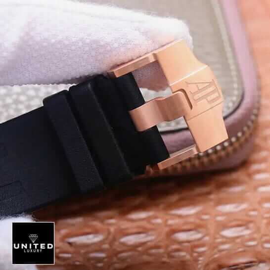 Audemars Piguet Black Rubber Bracelet Gold Clasp  opened clasp