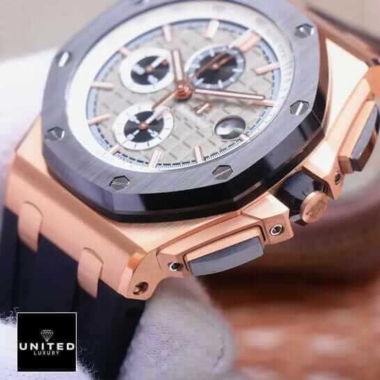 Audemars Piguet Royal Oak Gold Case Black Rubber Bracelet  on the hand