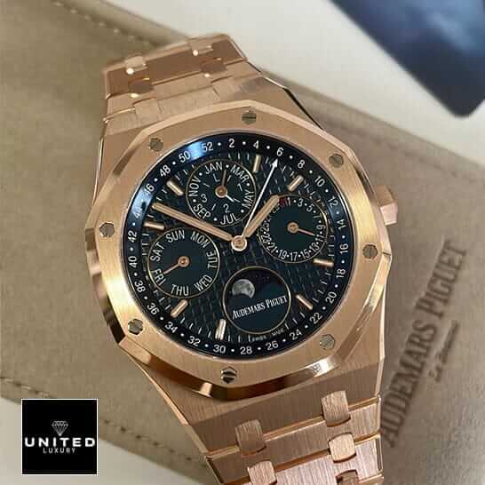 Audemars Piguet Royal Oak Gold Blue Dial  on the leather