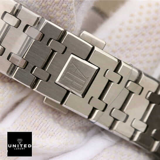 Audemars Piguet Royal Oak Chronograph 26320ST.OO.1220ST.01 4 Audemars Piguet Royal Oak Stainless Steel Bracelet on the white glove hand