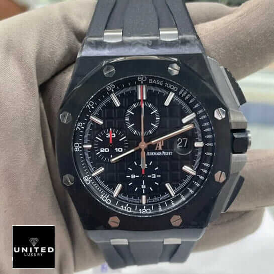 Audemars Piguet Royal Oak Offshore 26400AU.OO.A002CA.01 4 AP Royal Oak Offshore Carbon Black Dial on the hand