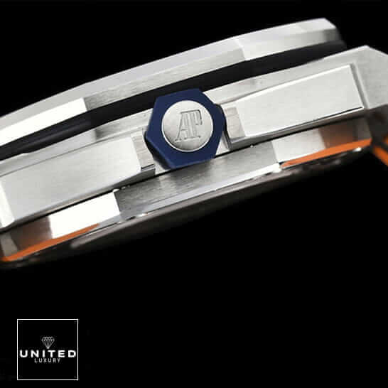 Audemars Piguet Royal Oak 15710ST  Crown / push button black background