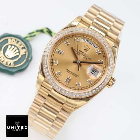 Rolex Day-Date 228348 Gold Dial with Diamond