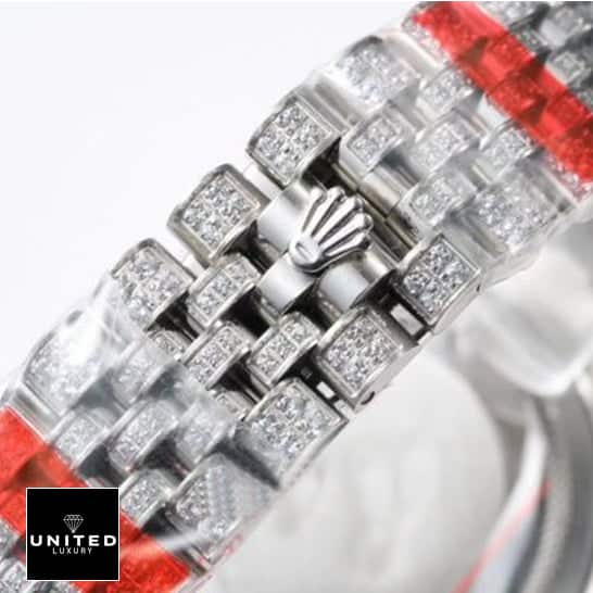 Baguette rolex diamond  bracelet and rolex logo