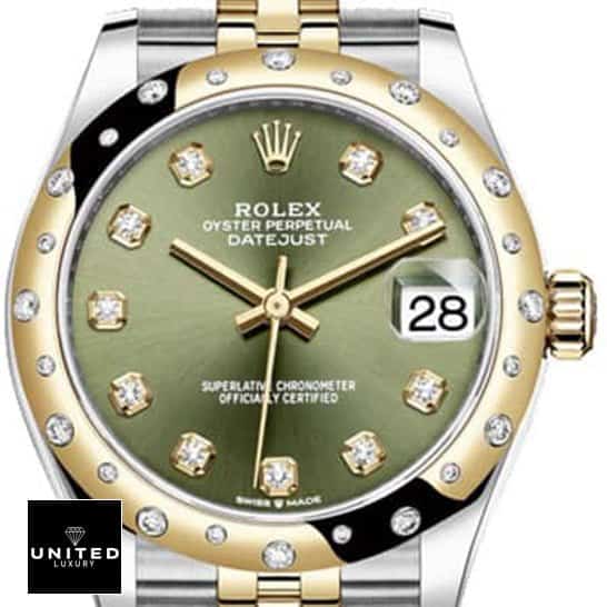 Rolex Datejust 278273 Yellow Gold Olive Green Set With Diamonds Dial 