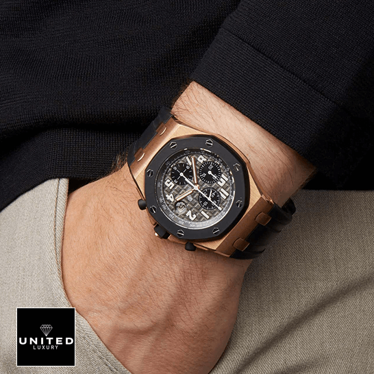 Audemars Piguet Black Dial Gold Case  on the man wrist
