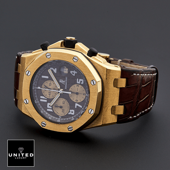 Audemars Piguet Royal Oak Leather Brown Bracelet  grey background