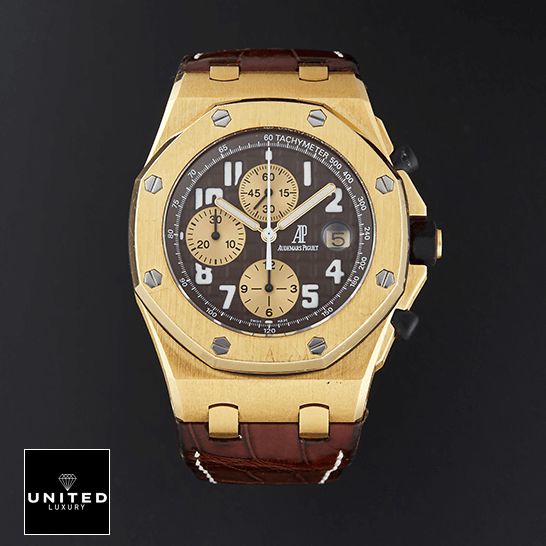 Audemars Piguet Royal Oak Brown Dial Gold Case  black background