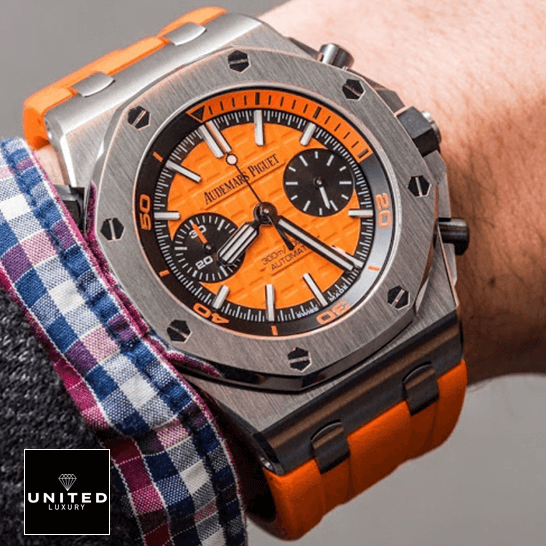 Audemars Piguet Royal Oak 26703 Orange Dial  on the man wrist