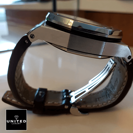 Audemars Piguet Royal Oak Stel Case Leather Black Bracelet  side view