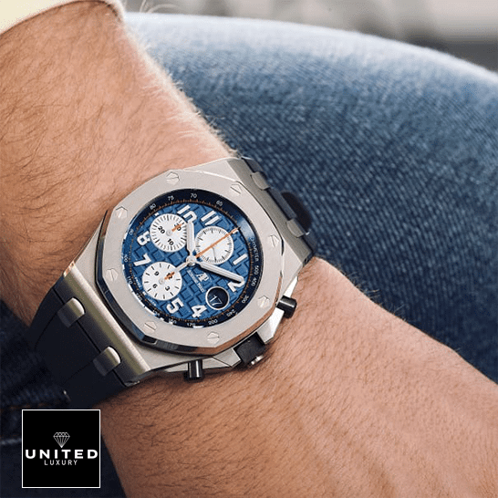 Audemars Piguet Chronograph 6 Audemars Piguet Royal Oak Blue Dial on the man wrist