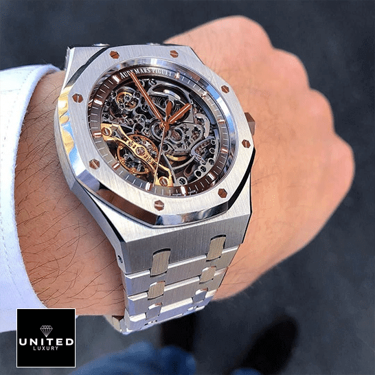 Audemars Piguet Stainless Steel Case and Bracelet Skeleton Dial  on the wrist