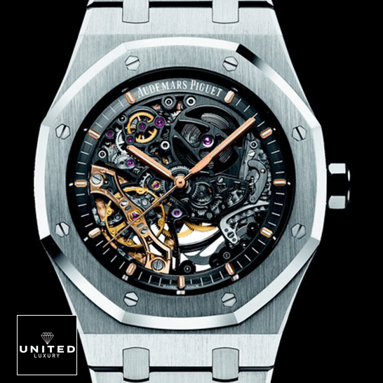 Audemars Piguet Royal Oak Stainless Steel Skeleton  black background