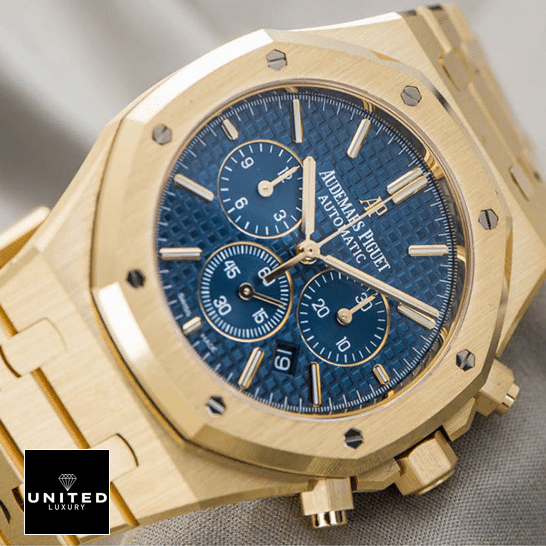 Audemars Piguet Gold Case Blue Dial  crown / push button