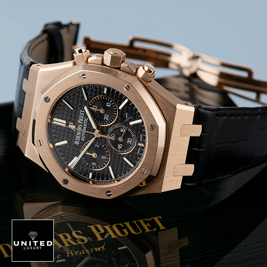 Audemars Piguet Royal Oak Gold Case Black Dial  on the ap box