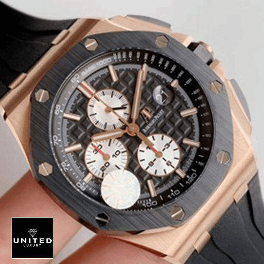 Audemars Piguet Royal Oak Black Dial Gold Case  on the hand