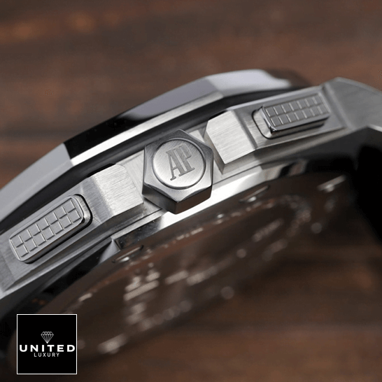 Audemars Piguet Royal Oak Steel Case  crown on the logo and side view