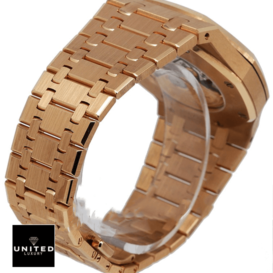 Audemars Piguet Royal Oak Gold Bracelet  upside view white background