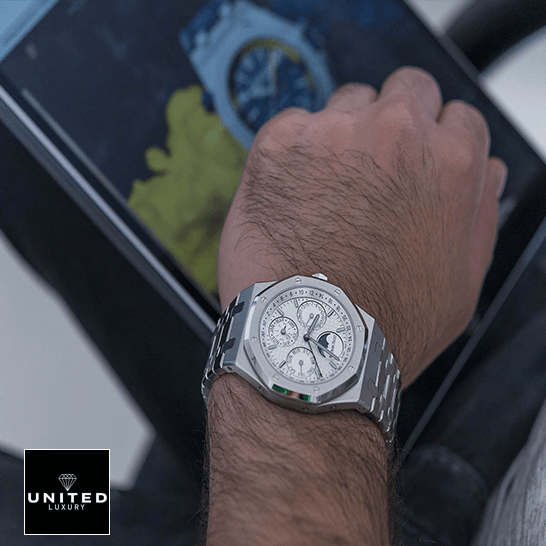 Audemars Piguet White Dial Steel Case  on the man wrist