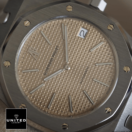 Audemars Piguet Royal Oak Rose Gold Dial Steel Bezel  front view