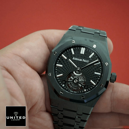 Audemars Piguet Royal Oak Tourbillon 26522CE.OO.1225CE.01 4 Audemars Piguet Tourbillion All Black 26522CE.OO_.1225CE on the han