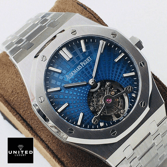 Audemars Piguet Royal Oak Blue Dial Tourbillion  on the stand
