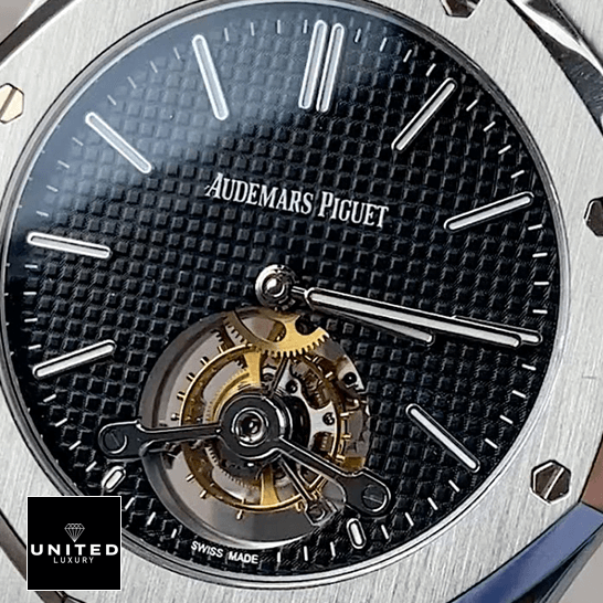 Royal Oak Tourbillon Black 6 Audemars Piguet Royal Oak Black Dial Tourbillion close analog view