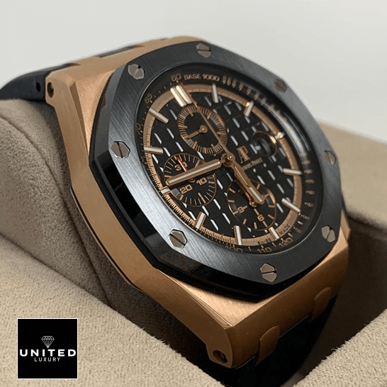 Audemars Piguet Royal Oak 26401RO Black Bezel  side view in the box